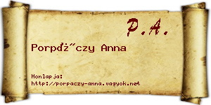 Porpáczy Anna névjegykártya